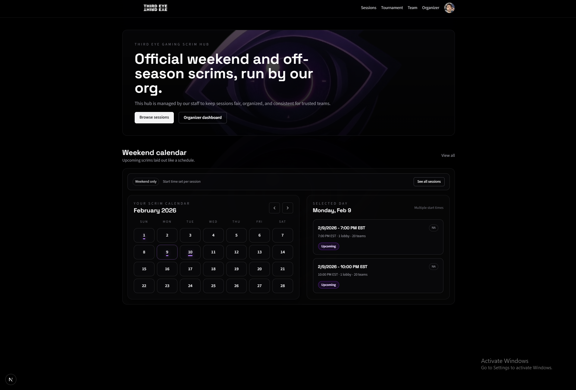 Third Eye Gaming - Scrim and Team Management Platform preview 1